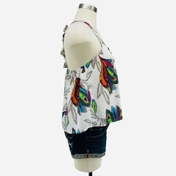 UO Hot & Delicious Multi-Color Feather Halter Top - Picture 3 of 11